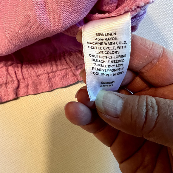 BP Crop Top‎ Ruffle Strap Pink Linen Blend Summer Sleeveless Shirt S - Picture 3 of 10